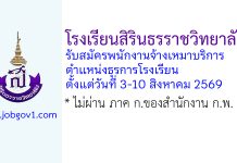 โรงเรียนสิรินธรราชวิทยาลัย รับสมัครพนักงานจ้างเหมาบริการ ตำแหน่งธุรการโรงเรียน