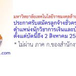 มหาวิทยาลัยเทคโนโลยีราชมงคลล้านนา เชียงราย รับสมัครลูกจ้างชั่วคราว ตำแหน่งนักวิชาการเงินและบัญชี