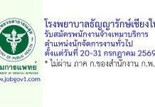 โรงพยาบาลธัญญารักษ์เชียงใหม่ รับสมัครพนักงานจ้างเหมาบริการ ตำแหน่งนักจัดการงานทั่วไป