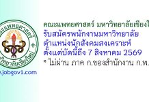 คณะแพทยศาสตร์ มหาวิทยาลัยเชียงใหม่ รับสมัครพนักงานมหาวิทยาลัย ตำแหน่งนักสังคมสงเคราะห์