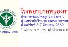 โรงพยาบาลหนองคาย รับสมัครลูกจ้างชั่วคราว ตำแหน่งนักวิทยาศาสตร์การแพทย์