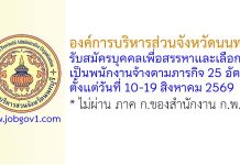 องค์การบริหารส่วนจังหวัดนนทบุรี รับสมัครบุคคลเพื่อสรรหาและเลือกสรรเป็นพนักงานจ้างตามภารกิจ 25 อัตรา